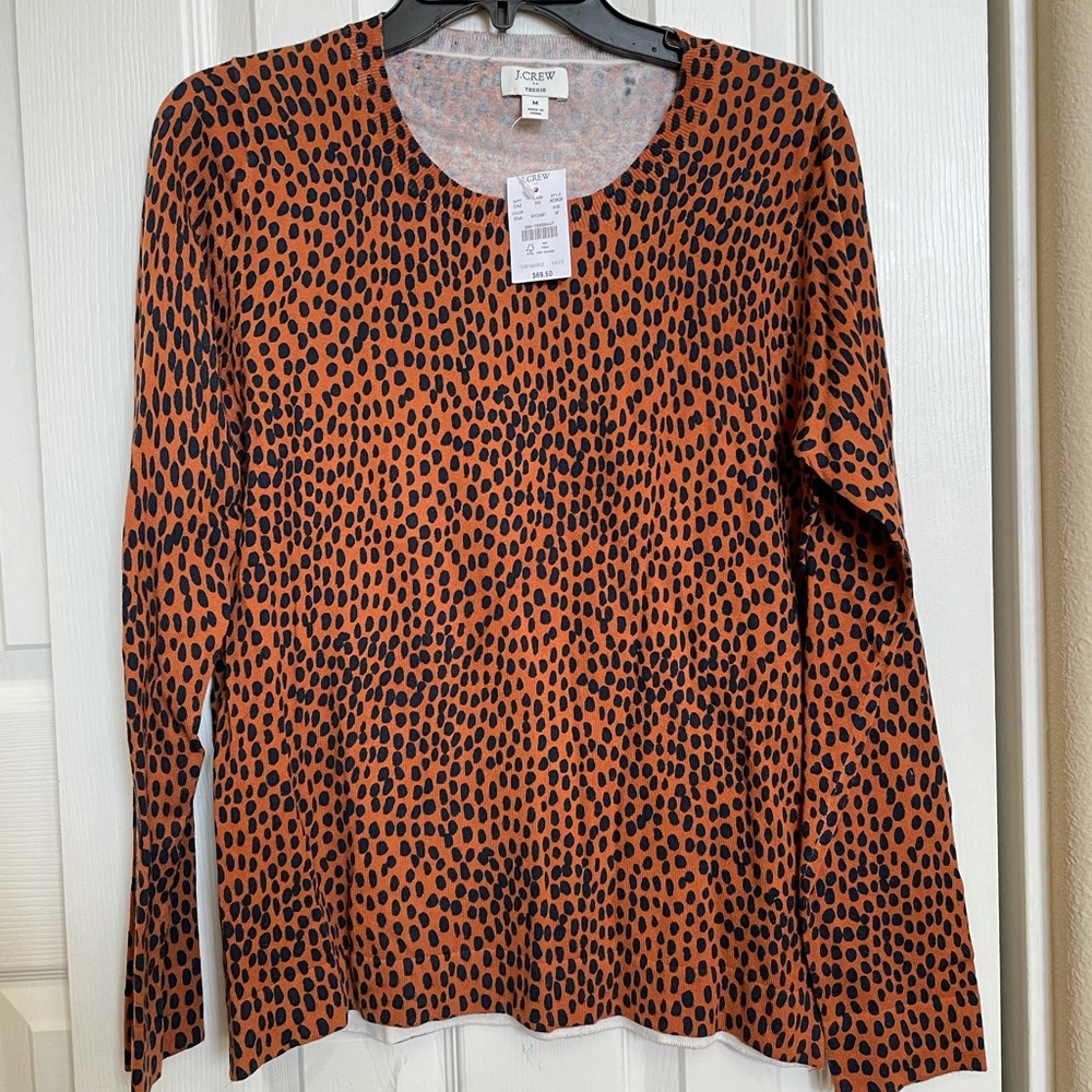 NWT JCrew animal print knit long tee